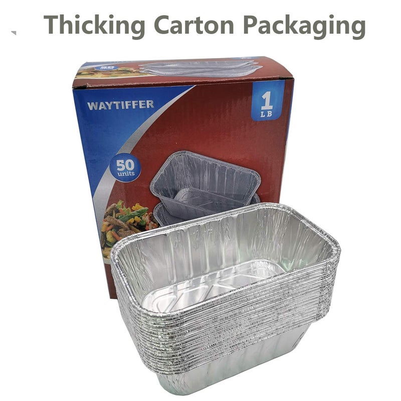 Waytiffer (50 Pack) 1Lb mini Loaf Pans Heavy Duty Disposable Aluminum Foil Bread Tins Standard Size 6" X 3.5" X 2.5" Oven Safe Sturdy Small Bread Tin Pans 1 Pound Loaf Pans - Image 5